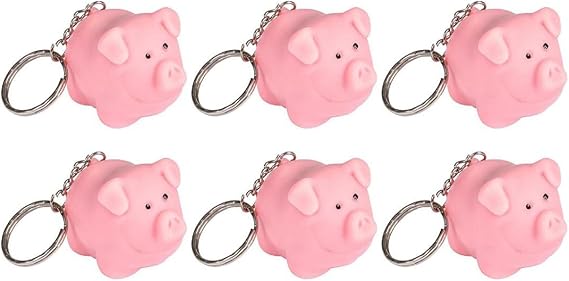 Six 2" NAUGHTY PIG KEY CHAINS - (Lot of 6)