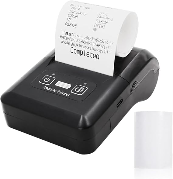 Portable Mini 58mm Thermal Printer 2" BT+USB Receipt Invoice Ticket Printer with 57mm Printing Paper, Compatible with iOS Android Windows for Restaurant Retail Small Business