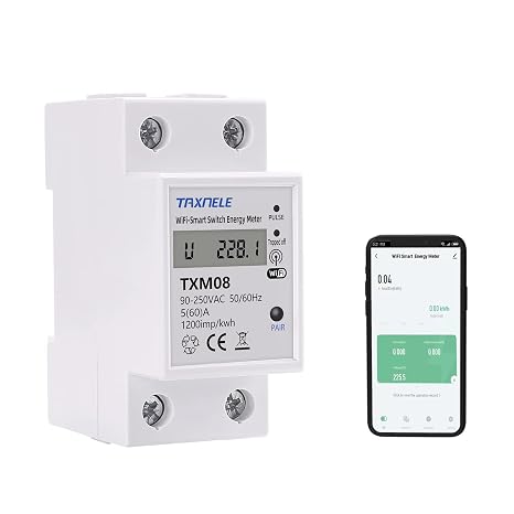 WiFi Smart Energy Monitor Switch Meter AC 90-250V 110V 60A Ammeter Voltmeter Multimeter KWH Current Voltage Power Meter,Compatible with Alexa Google Home, Remote Control with Smart Life Tuya App