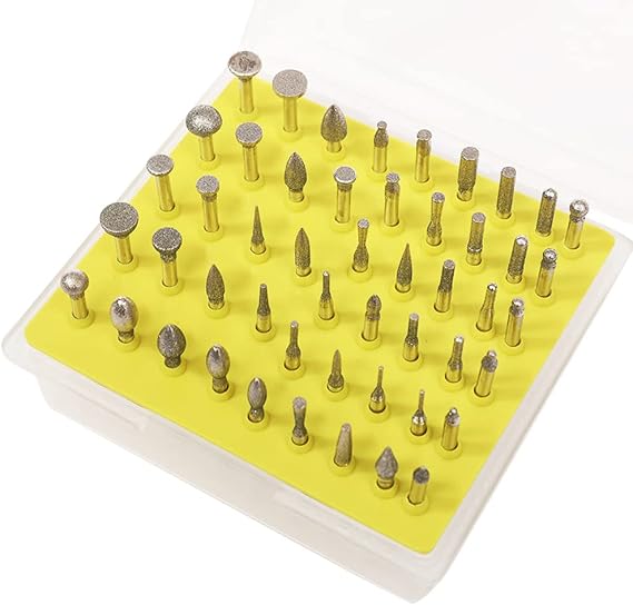 CHENTEC 50-Piece 1/8-Inch Shank Diamond Coated Rotary Burrs Set