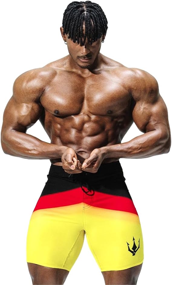 FIED IFBB Mens Physique Board Shorts 15 Competition Posing Trunks Bodybuilding Stage Shorts Quick Dry Stretch