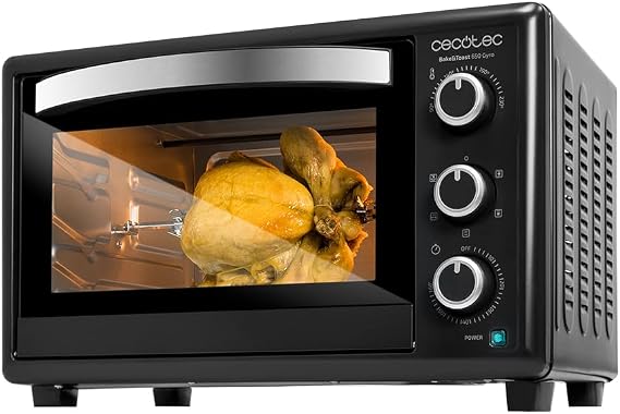 Cecotec Bake&Toast 3090 tezgah üstü fırın, Gyro siyah, 30 l, 1500 W, 5 farklı fonksiyonlu, döner mil dahil, iç aydınlatma, kırıntı toplama haznesi.