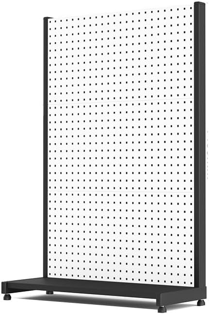 Pegboard Retail Gondola Shelving, Freestanding Modular Supermarket Metal Display Panels, Garage Pegboard Tool Organizer for Retail Convenience Office(White)