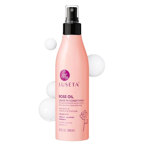 Luseta Rose Oil Leave-In Spray Smooths Fine Hair & Adds Shine, 8.5oz
