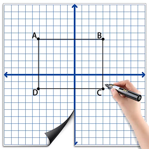 Teling 4 Pieces Jumbo Magnetic Xy Coordinate Dry Erase Grid 26 x 26 Inches, Magnet Graph Whiteboard for Classrooms, Teaching, Learning Tools