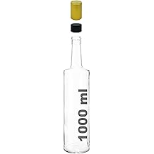 Afracam Dorika Şeffaf Yuvarlak Model 1000 ml Sızdırmaz Kapaklı ve Kapüşonlu Cam Şişe 1 Adet