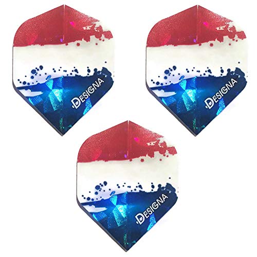 Designa USA American Flag Red White & Blue Patriot, Holographic Strong Standard Dart Flights 1 Set