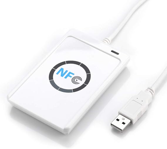 Outla Reader Writer NFC ACR122U ISO 14443A / B Writer 424 Kbps Speeds Contactless NFC Writer Software in White Colour IC Card with for Computer