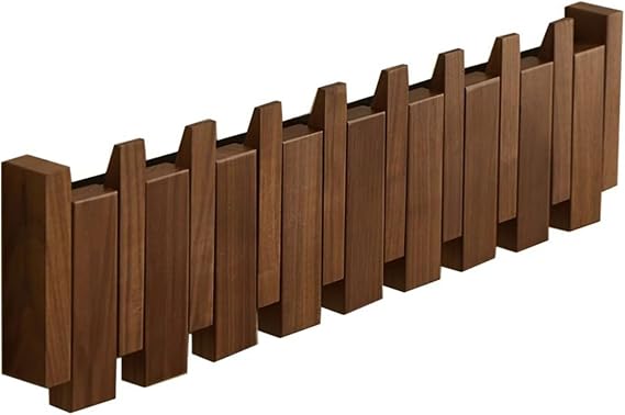 Handmade Wooden Coat Piano Rack Wall Mounted Sticks, Space-Saving Coat Hanger, Flip-Down Storage Hooks for Entryway Decoratiion (12.2 inch)