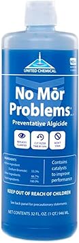 United Chemicals No Mor Problems Pool Treatment Weekly Maintenance Formula for Clean, Clear Water Algae Preventer & Clarifier for Saltwater, Chlorine, Above & Inground Pools, 1 Quart