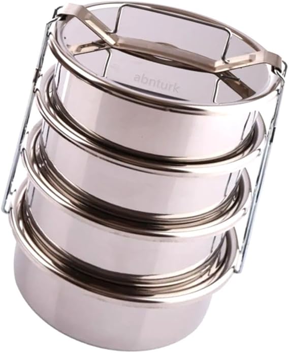 Paslanmaz Çelik 4lü Sefer Tası 2Litre 2-4 Kişilik Yemek Taşıma Kabı 500ml x4 Kab Isıtılabilir Taslar