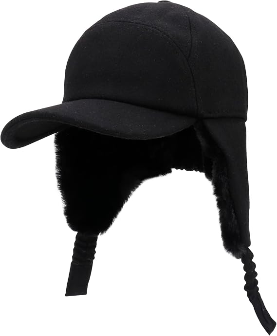 Winter Hats for Men Women Trapper Hat with Ear Flaps Wool Baseball Cap