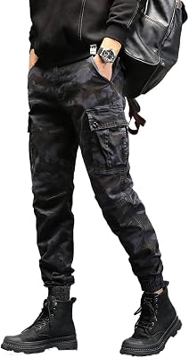 ND Mens Camouflage Tactical Pants Hiking Army Cargo Pants for Men Cotton Slim Fit Work Trousers with Pockets