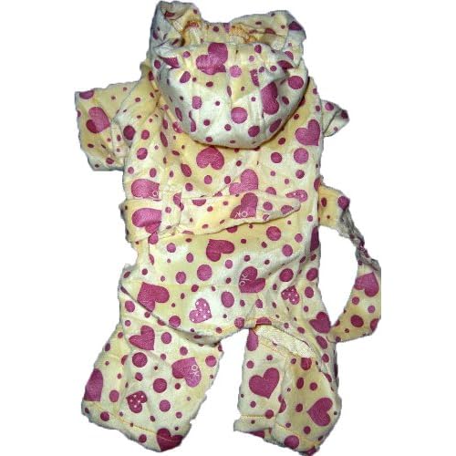 Pet Cat Dog Pajamas Jumpsuit Overall Heart for Small Breeds XS: Length - 7 Chest up to 12