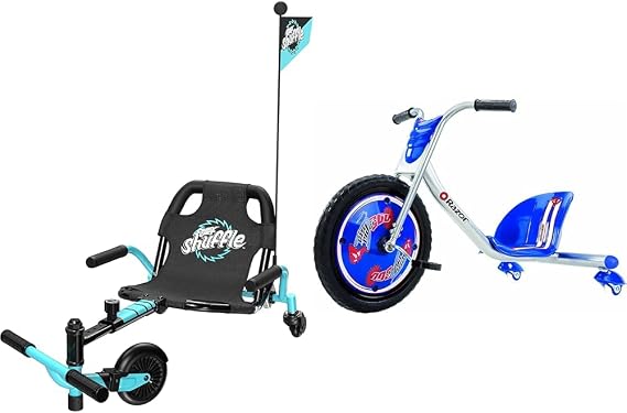 Crazy Cart Shuffle by Razor Kid-Powered Drifting Go-Kart for Ages 4& RipRider 360 Caster Trike for Kids Ages 5+ Lightweight, Rubber Handlebars, Steel Frame, for Riders up to 160 lbs