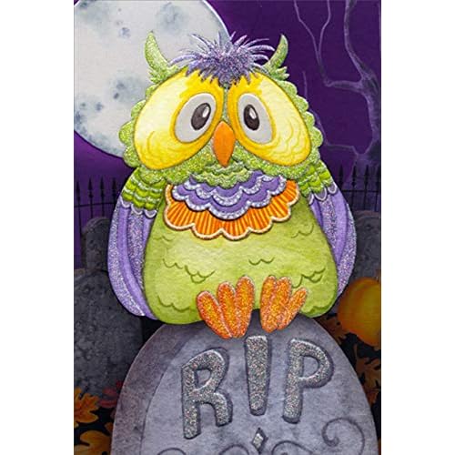 Pictura R.I.P. Owl Perched on Gravestone Halloween Card for Someone Special