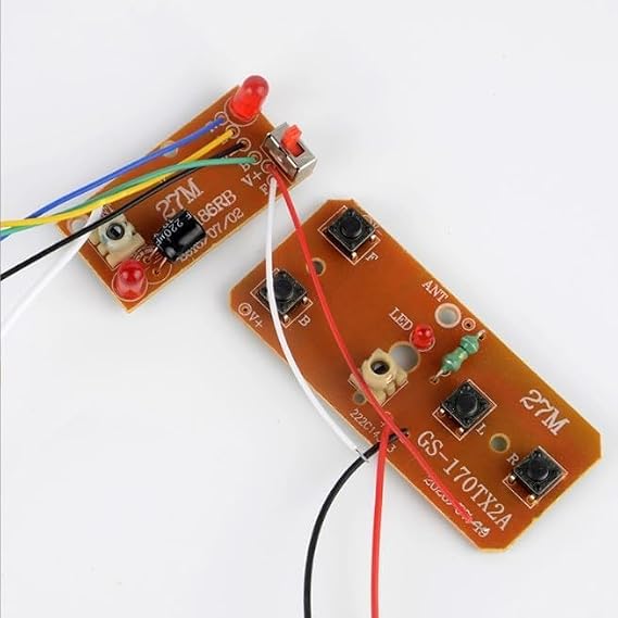 2Pcs 27mhz Four-Way Remote Control Board Two-Way RC Transmitter and Receiver Toy Car Robot Model Accessories for DIY Toys Projects (Four-Way Remote Control Remote and App Controlled Vehicles, Cars