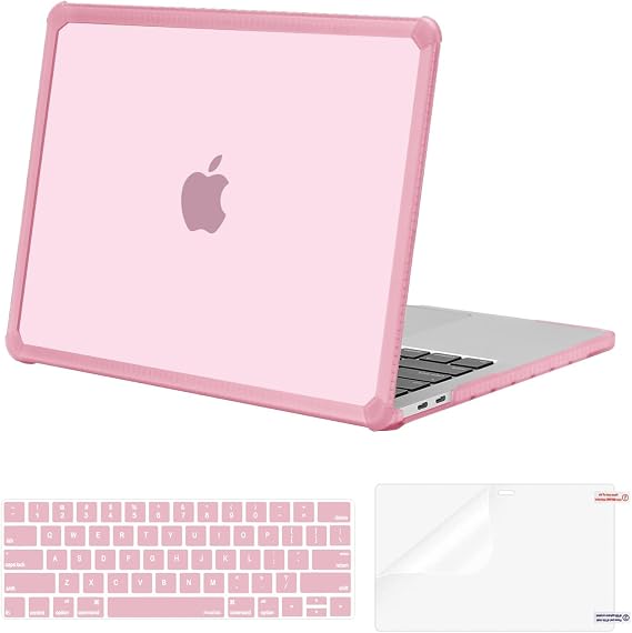 MOSISO Crack-Resistant Cover Compatible with MacBook Pro 13 inch Case M2 2026-2016 A2338 M1 A2251 A2289 A2159 A1989 A1708 A1706,Heavy Duty Shell with TPU Bumper&Keyboard Cover&ScreenFilm, Chalk Pink