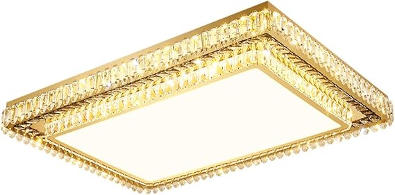 Rectangle Ceiling Light 120 Watts LED Dimmable Modern Crystal Ceiling Lamp 3CCT Stepless Dimming Flush Mount Ceiling Lighting Fixture For Bedroom Living Room (With Remote)