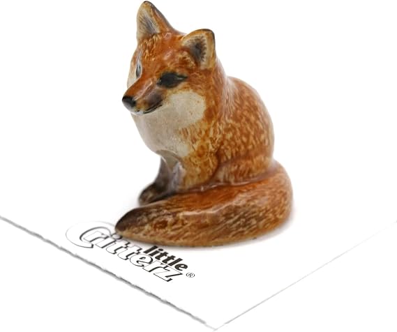 Little Critterz Red Fox Decorative Porcelain Display Object Brush Handcrafted Hand-Painted Adult Home Decor Accent