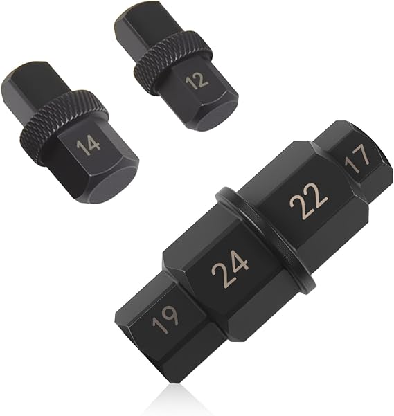 6 in 1 Motorcycle Axle Tool with 3/8" Port,Sturdy 17mm 19mm 22mm 24mm 12mm 14mm Allen Socket Spindle Adapter Compatible with BMW,Essential Axle Motorcycle Tools for Front Axles Wheels