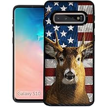 CasesonDeck Flag Case Compatible with [Samsung Galaxy S10 (2019)] Hunters Series Dual Layer Embossed Slim Black Shockproof Cover (Deer Flag)