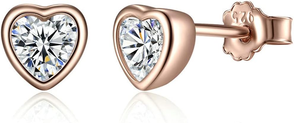 925 Sterling Silver Stud Earrings BISAER Trendy Flatback Stud Earrings Cartilage Earrings for Women Jewelry Gifts