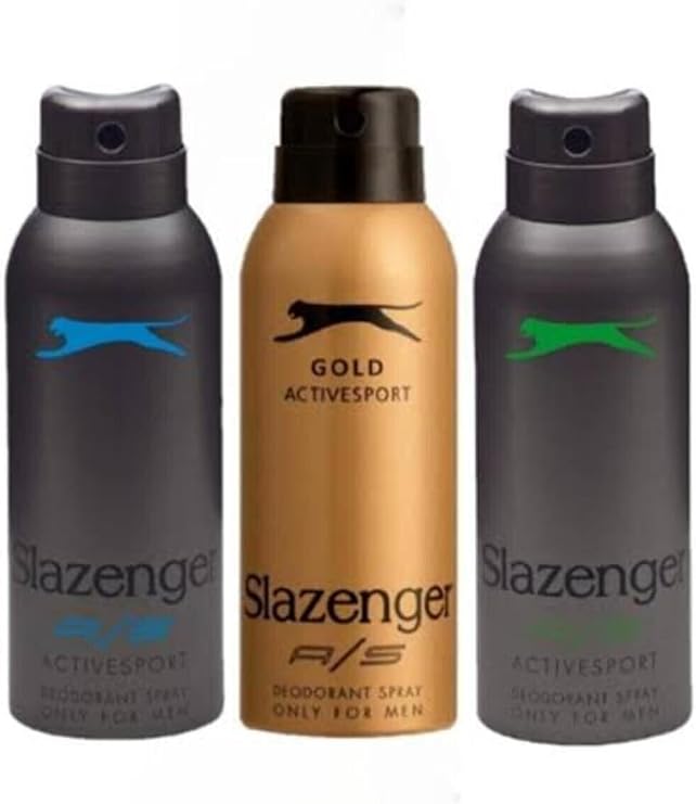 Slazenger Active Sport Gold Green Blue Deodorant 3x 150ml Set