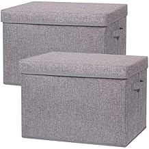 TENABORT 2 Pack Large Foldable Storage Box with Lids Fabric Storage Cube Organizer Cloth Containers Bins Baskets for Closet Clothes Clothing Bed Room