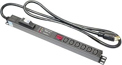 Metered-Breaker-Surge Protection PDU, 240V, L6-30P, 30A, 7200watts, 6 C13 Outlets, Networking, Crypto Mining, Data Center, ASICRIGS, Server Rack