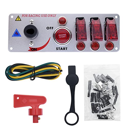 ITYAGUY 12V Ignition Switch Panel Car Engine Start Push Button LED Toggle Panel for Racing Car Switch Panel Black