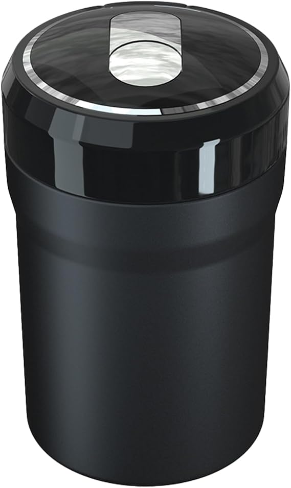 Car Ashtray with Lid, Smell Proof, Smokeless, Modern Black Ceramic Ashtray for Car Cup Holder