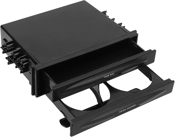 Single Din Radio Pocket, 2 in 1 Car Radio Storage Box Multi Purpose ABS Universal 1DIN 2 Layer Black Cup Holder