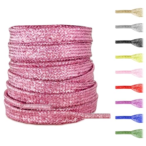 Flat Metallic Glitter Shoe Laces for Sneaker,5168mm Sparkly Colorful Bling Sparkle Shoelaces Replacement Strings
