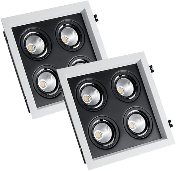 Pack of 2 - Rotatable LED Gimbal 4-Head Recessed Lights - Retrofit Eyeball Spotlight, 20W/28W/40W, Canless Wafer Light, 3000K Warm White, 4 x 10W