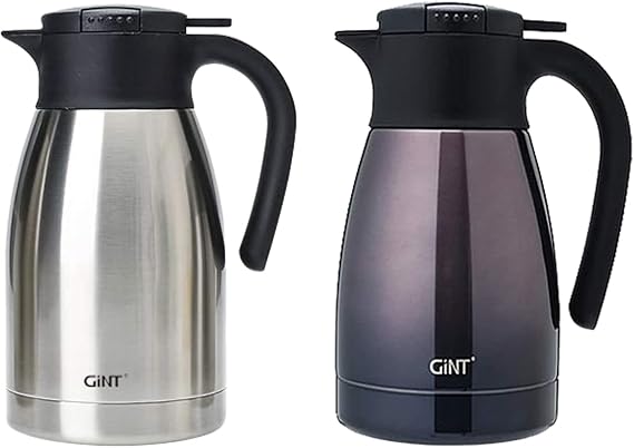 GiNT 2 Pack 51Oz Thermal Coffee Carafe Stainless Steel Double Walled Vacuum Insulated Coffee Carafes For Keeping Hot 12 Hour (Silver+Purple 1.5L)