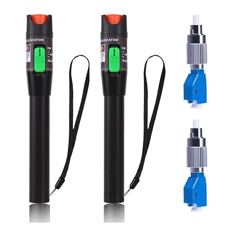 2 Pieces Visual Fault Locator 30 Km VFL Test Kit Includes Single Mode 9/125μm FC Male to LC Female Adapter Fibre Optic Light Pen Tester for Testing Fiber Optic Power Cables