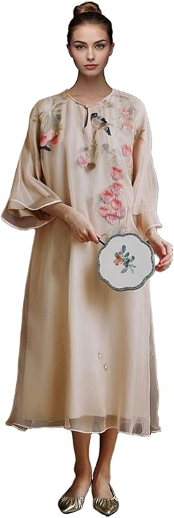 HangErFeng Women Silk Organza Embroidered Dress 2998