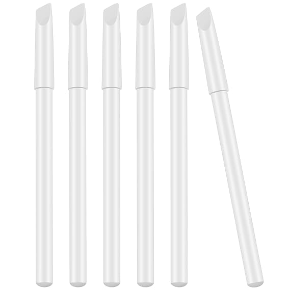 6 Pcs White Nail Pencils with Cuticle Pusher 2-In-1 for French Manicure