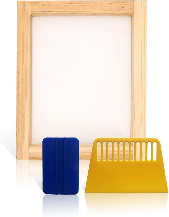 Screen Printing Kit for Beginners,10 x 14 Inch Screen Printing Frame with 2 Pcs Plastic Scraper