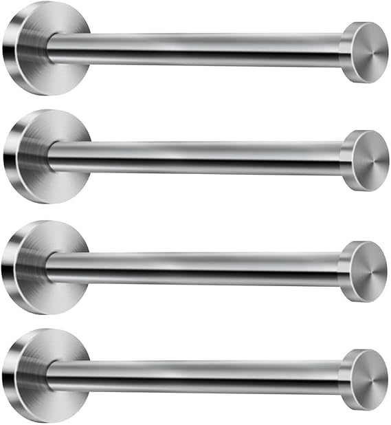 Brushed Stainless Steel Bath Towel Hooks Single Super Heavy Duty Wall Mount Hook, Coat Hook, Fit for Bedroom,Living Room, Bathroom and Fitting Room, Office(8", 4 PCS)