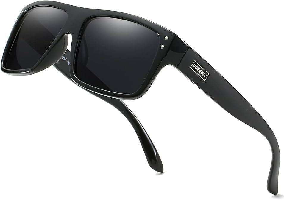 DUBERY Unisex Polarized Sunglasses UV Protection Retro Sun Glasses D912 | Wide Square Frame, Classic Fashion, Daily Wear,Outdoor,Driving Essentials
