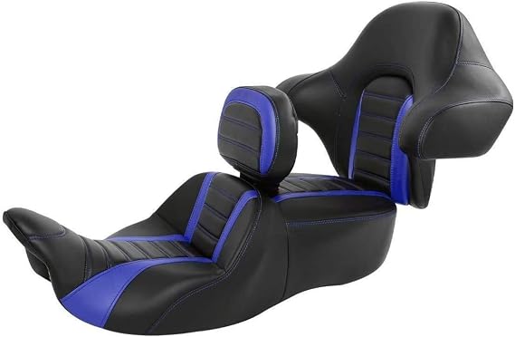 Rider Passenger One-Piece Two-Up Seat Driver Rider Backrest Wrap Around Backrest Pad Fit For Harley 2014-2023 Touring Road King Street Glide Road Glide