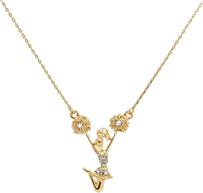 Pom Pom Cheerleader Necklace Gold Plated