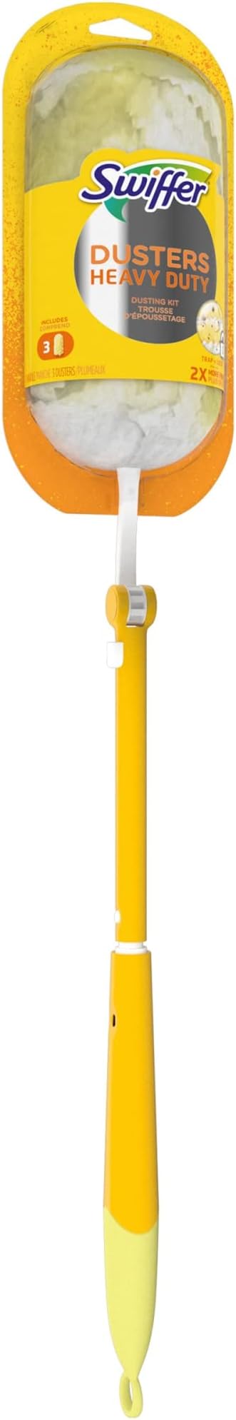 Swiffer Dusters Heavy Duty 3 ft Extended Handle Dusting Kit (1 Duster, 3 Refills)