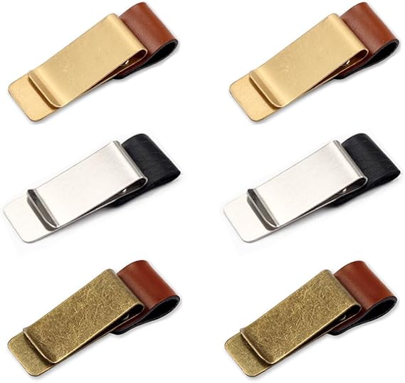 4 Pcs Retro Style Pen Loop Clip Traveler Notebook Leather Pen Holder with Stainless Steel Clip Designed for Notebooks,Journals,Calendars(Random Styles)