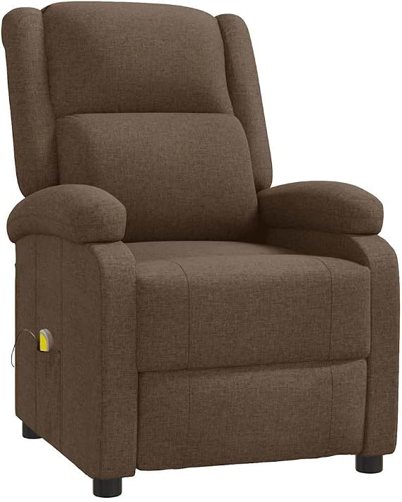 vidaXL Massage Recliner Chair, Electric Massaging Recliner Chair for Elderly, Adjustable Push Cozy Chair for Home Theater Cinema, Brown Fabric