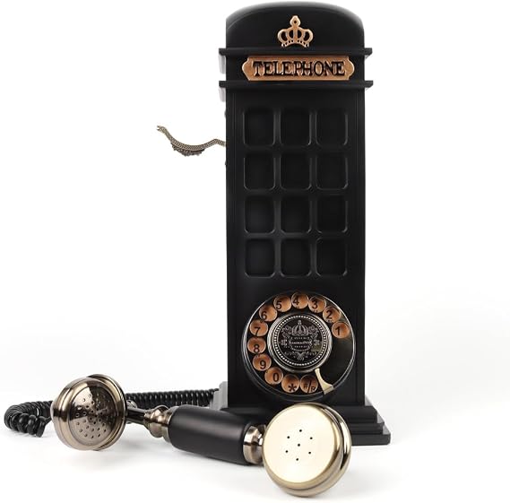 cojodopo Vintage Guestbook Telephone Booth, Retro Phonebooth Recording Audio Guest Book Phone for Wedding (Black)