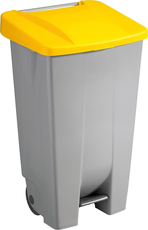 helit H2405518 Tretabfallbehälter with Wheels 120 Litre Grey/Yellow