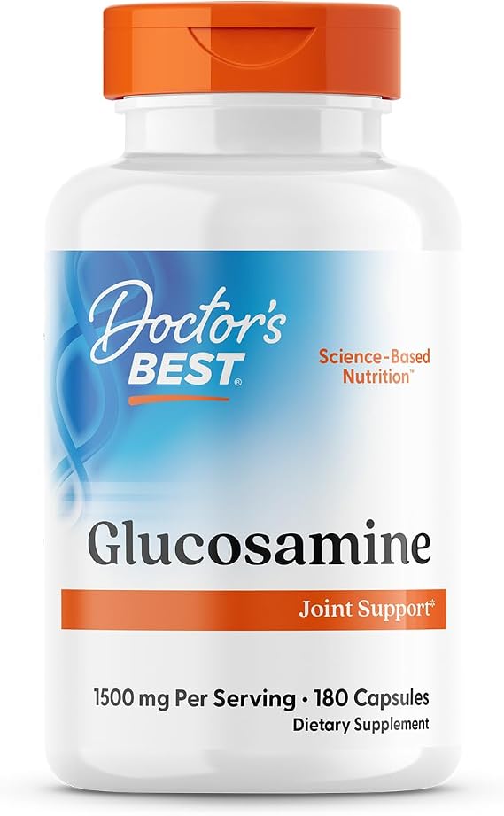 Doctor's BEST Glucosamine Supplement for Men & Women - Glucosamine 1500mg Per 2 Capsules, Joint Health Support for Adults, Gluten Free, Non GMO, Soy Free - 180 Caps | Glucosamine 1500mg Per 2 Capsules, Joint Health Support for Adults, Gluten Free, Soy Free